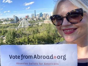 Kimberly Johnson, chapter chairwoman, Democrats Abroad Edmonton, said they're trying to get as many American citizens in Alberta to vote as they can in the lead up to Tuesday's election.