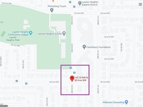 Edmonton police are seeking tips and video footage after receiving a report that at approximately 5:40 p.m. on Wednesday, November 4, 2020, an 11-year-old female was walking in the area of 142 Street and 80 Avenue when an unknown male exited a vehicle parked nearby and ran after her. Supplied/Edmonton Police Service