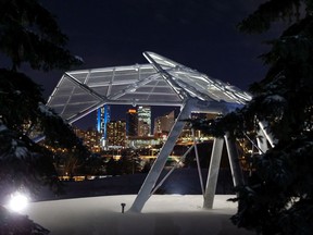 The Dove of Peace sculpture is seen in Gallagher Park on a crisp evening in Edmonton, on Friday, Nov. 20, 2020.