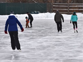 A few skaters took advantage of the warmer weather to checkout the Victoria Park Skating Oval which is now open in Edmonton, November 21, 2020. Ed Kaiser/Postmedia