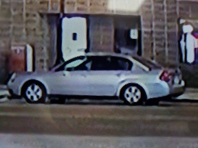Leduc RCMP are searching for a silver or grey 4-door sedan after a break and enter to the Calmar Post Office. Supplied photo/RCMP