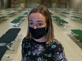 Caitlin Beaton, director of community programs and services at the Bissell Centre, confirmed that there is a COVID-19 outbreak at the Edmonton Convention Centre on Thursday Nov. 26, 2020. The facility is being used as a shelter to accommodate homeless residents throughout the winter.