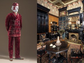 A new virtual exhibition at the University of Alberta explores fashion in private and public spaces. Pictured: A Red Smoking Suit, England, ca. 1880. Silk velvet and silk cord trim. Los Angeles County Museum of Art Collection. and Worsham-Rockefeller Room, New York City ca. 1864-1865 and remodeled ca. 1881.Brooklyn Museum.
(Supplied Photo/Anne Bissonnette)
