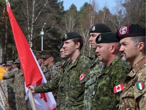 File: Then Lieutenant-Colonel Wade Rutland stands at the front of a formation of Canadian soldiers at the closing ceremonies for Exercise SUMMER SHIELD in April, 2017. Rutland is now Commander of 1 Canadian Mechanized Brigade Group (1 CMBG), at CFB Edmonton.