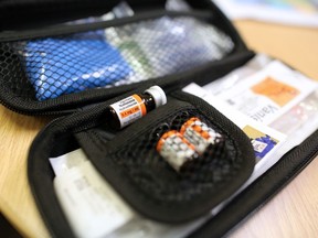 A naloxone kit was photographed in harm reduction agency ARCHES in Lethbridge on Wednesday, Oct. 25, 2017.