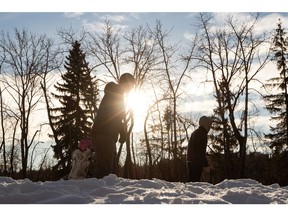 Skaters take to theVictoria Park IceWay in Edmonton, on Thursday, Dec. 24, 2020. The IceWay allows skating in the trees in a picturesque part of the river valley. Photo by Ian Kucerak