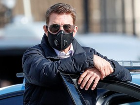 Actor Tom Cruise is seen on the set of "Mission Impossible 7" while filming in Rome, Italy October 13, 2020.