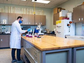 young man in chemistry lab