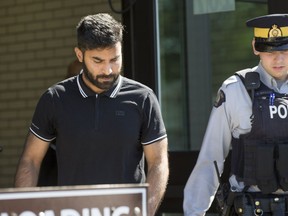Jaskirat Sidhu, the semi driver facing charges in connection with the fatal Humboldt Broncos bus crash, leaves Melfort provincial court on July 10, 2018