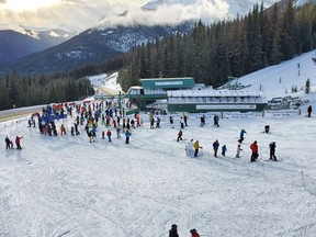 Skiers enjoy the mild weather at Marmot Basin in Jasper National Park on Sunday, Jan. 17, 2021. (Supplied photo/Brian Rode)