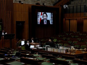 Prime Minister Justin Trudeau speaks virtually during question period in the House of Commons on Jan. 25, 2021.