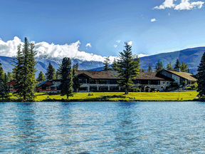 The main building at Jasper Park Lodge.