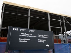 Construction of a new extension of the National Research Council building continues in Montreal on Thursday, December 3, 2020.