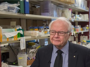 Dr. Lorne Tyrrell, founding director of the Li Ka Shing Institute of Virology in a lab on the University of Alberta campus.  The  Li Ka Shing Institute of Virology is involved in the critical work to help stop the spread of the novel Coronavirus on February 10, 2020.  Photo by Shaughn Butts / Postmedia