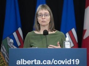 Alberta's chief medical officer of health Dr. Deena Hinshaw provided an update on the fight against COVID-19 in the province from Edmonton on Feb. 3, 2021.