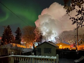 Firefighters were battling a blaze late Saturday night after an abandoned house caught fire in central Edmonton at 97 Street and 111 Avenue on Saturday Feb. 6, 2020. Supplied photo/Gretel Pineda