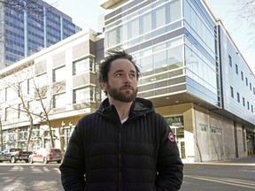 Adam O'Brien, founder and CEO of Bitcoin Well, outside the company's new offices in downtown Edmonton on February 17, 2021.