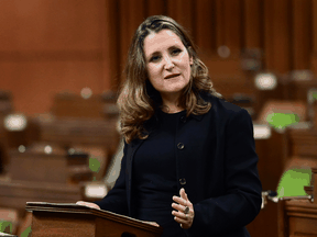 Finance Minister Chrystia Freeland delivers the 2020 fiscal update in the House of Commons on Monday, Nov. 30, 2020.