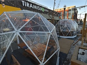 Tiramisu Bistro on 124 Street offers up street-side igloos for patrons to dine inside and still adhere to pandemic health measures.