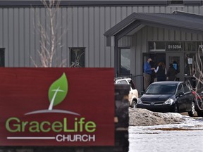 Another Sunday service at the GraceLife Church went ahead defying public health orders west of Edmonton, March 7, 2021.