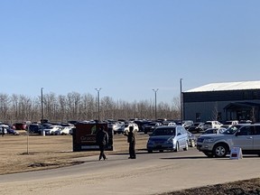 The parking lot at GraceLife Church on Sunday, March 21, 2021. The church's pastor has been jailed for breaches of COVID-19 restrictions and is expected to appear before a judge Monday.