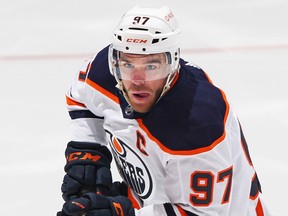 Edmonton Oilers star Connor McDavid in NHL action at Toronto on March 29, 2021.