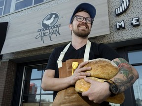 Calder Sutton outside Northern Chicken, 10704 124 St., where he held a pop up bakery on Saturday, Feb. 27, 2021.