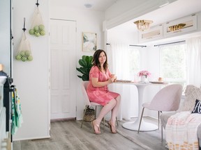 DIY Mommy blogger Christina Dennis in her RV renovation.