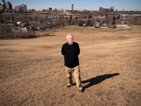 Terry Wickham  at the top of Gallagher Park hill, a favourite hangout spot for thousands of folk music fans.