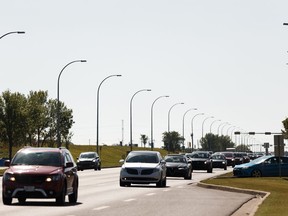 Drivers are seen heading north on Gateway Boulevard in Edmonton on Thursday, Sept. 12, 2019.