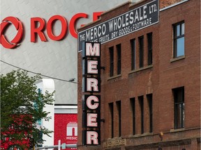 The Mercer Building is seen near Rogers Place on 104 Street in Edmonton on July 15, 2020.