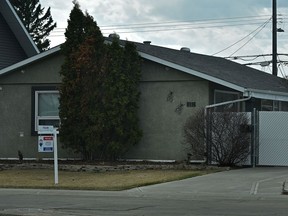 The former Westridge Hells Angels motorcycle clubhouse in west Edmonton is seen up for sale on Monday, April 26, 2021. The 8116 159 St. bungalow in Elmwood is listed at $289,900.