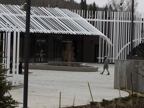 Fort Edmonton's reopening following its $165-million revamp has been delayed until Canada Day due to the pandemic. Its new entrance is seen on Tuesday, April 27, 2021.