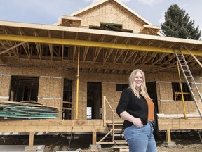 EDMONTON, AB April 06/21: Sydney Bond general manager at Effect Home Builders' poses for some photos at a work site located at 10712 47 street in Edmonton, Alberta  April 6/21. This is for a Build & Design YEG (online special 'magazine') feature.