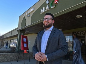 Community outreach and engagement adviser Yasin Cetin outside the Muslim Association of Canada mosque on Friday, April 16, 2021, as Ramadan started this week in Edmonton.