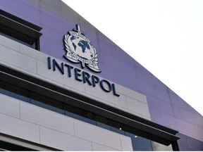 A logo at the newly completed Interpol Global Complex for Innovation building is seen during the inauguration opening ceremony in Singapore on April 13, 2015. The Interpol Global Centre for Innovation opened its doors with officials hoping it will strengthen global efforts to fight increasingly tech-savvy international criminals.    AFP PHOTO / ROSLAN RAHMAN