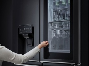LG InstaView refrigerator — a knock on the front panel turns on the inner lights so the contents are visible — saving energy.