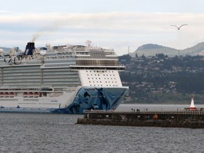 Before a Canadian ban took effect, cruise liners like this Norwegian Lines ship routinely traveled from Alaska to Seattle with a stop in a Canadian port, such as Victoria, B.C.