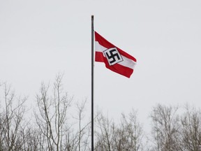 A flag flown over a trucking business near Boyle in Athabasca County on Hwy 831. John Zwierkowski owns the land, and the trucking business from there. RCMP visited the site on May 5, 2021 and the flag was taken down.