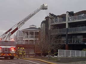 Firefighters were on scene at a seniors home fire in St. Albert, Alberta on Friday May 7, 2021. The fire started at the Citadel Mews West seniors care facility around 8pm on Thursday evening. More than 100 seniors were forced to evacuate and find lodging elsewhere and three were taken to hospital.