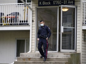 Police were investigating a suspicious death on Tuesday May 18, 2021 after a man was found dead in a rental apartment at Greentree Village in west Edmonton on Monday May 17, 2021.