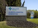 Signs on the grounds of Alberta Hospital in Edmonton photographed in May 2021. 
