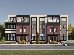 An artist's rendering of the front exterior of the Flats in Rossdale, by Parkwood Master Builder.