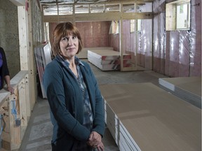Lynne Rosychuk, founder of the Jessica Martel Memorial foundation at the Jessie's House shelter while it was under construction in Morinville, Alberta on September 12, 2019. Photo by Shaughn Butts / Postmedia