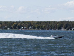 A jet boat at Pigeon Lake.