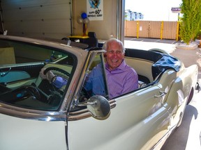 Stony Plain entrepreneur Gerry Levasseur drives the birthday present his daughter Lisa and son Gerard just gave him for his 88th birthday, a 1953 Buick convertible. Levasseur had a similar car when he was 20 years old and couldn’t stop smiling when he saw his present.