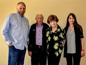 Stony Plain’s entrepreneurial family with plenty to celebrate, (l to r) son Gerald Levasseur, Gerry Levasseur and wife Helga, and daughter Lisa Levasseur.