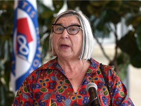 Audrey Poitras, President of the Métis Nation of Alberta, as she announces legal action against the government of Alberta for its failure to negotiate in good faith during a news conference in Edmonton, June 14, 2021. Ed Kaiser/Postmedia