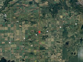 The hamlet of Ardmore is located 253 km northeast of Edmonton. Google map image.