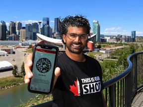 Calgary tech developer Zak Hussein created an app, PORTpass, that allows users to store vaccination and COVID-19 testing information digitally in one simple place. He was photographed in Calgary on Wednesday, June 16, 2021.